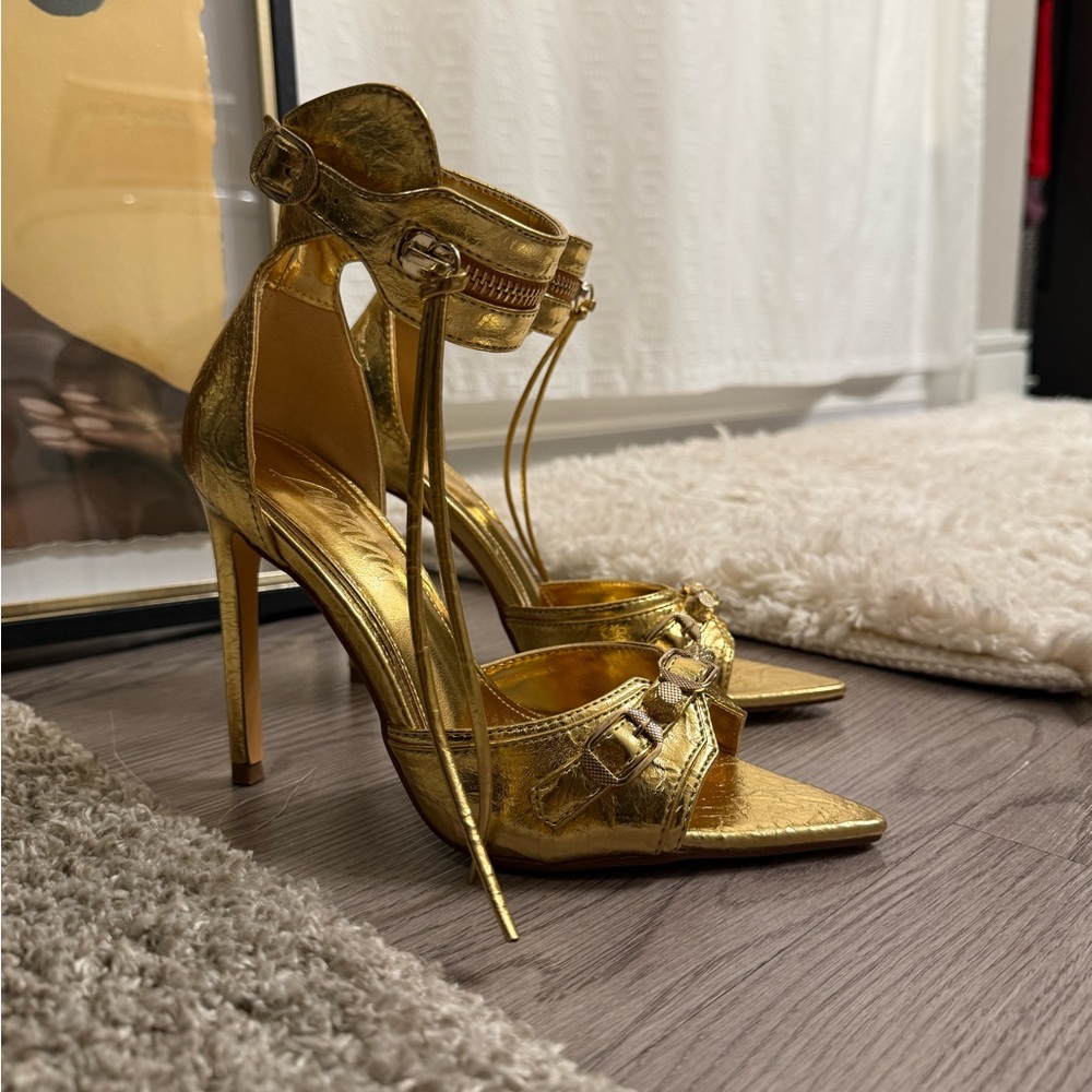 Fashion Nova Gold Strappy Heels
